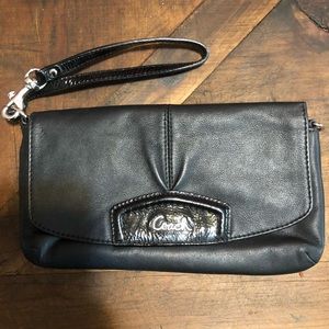 Authentic COACH black leather wristlet